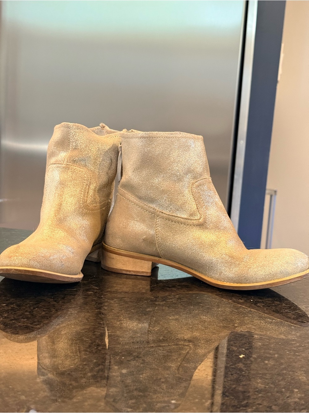 GAP Metallic Sparkling Taupe Ankle Booties Size 7.5